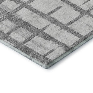 HomeRoots 5' x 8' Gray & Silver Striped Washable Area Rug with UV Protection - Stylish, Durable, Easy Care! 669362