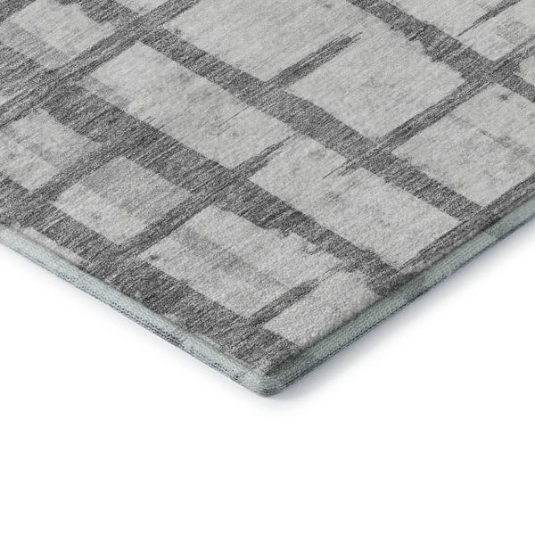 HomeRoots 5' x 8' Gray & Silver Striped Washable Area Rug with UV Protection - Stylish, Durable, Easy Care! 669362