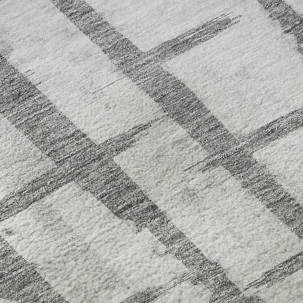 HomeRoots 5' x 8' Gray & Silver Striped Washable Area Rug with UV Protection - Stylish, Durable, Easy Care! 669362