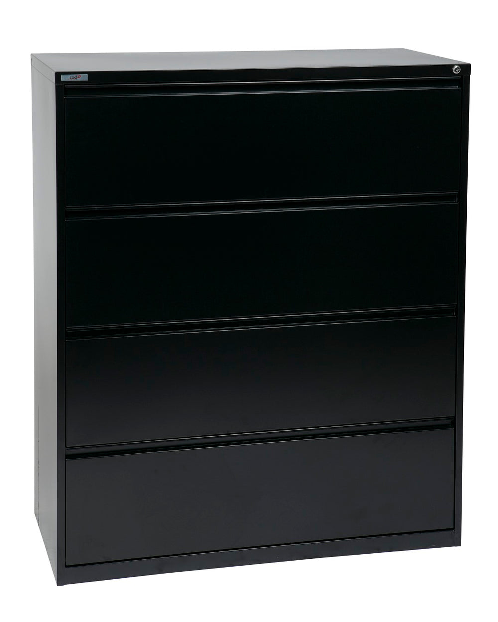 OSP Home Furnishings 42" Heavy Duty 4 Drawer Lateral File Cabinet with Ball Bearing Slides and Locking Security LF442-B