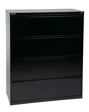 OSP Home Furnishings 42" Heavy Duty 4 Drawer Lateral File Cabinet with Ball Bearing Slides and Locking Security LF442-B