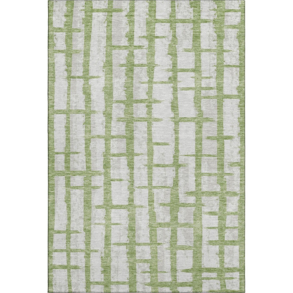 HomeRoots 10' Green and Beige Striped Washable Area Rug with UV Protection – Durable, Pet-Friendly, Stylish Design 669372