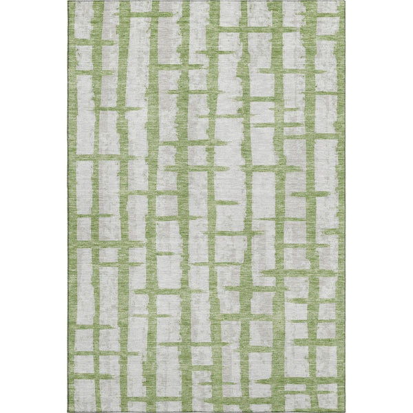 HomeRoots 10' Green and Beige Striped Washable Area Rug with UV Protection – Durable, Pet-Friendly, Stylish Design 669372