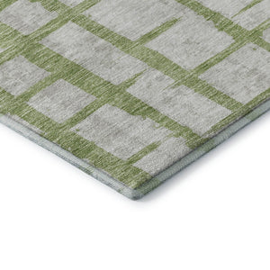 HomeRoots 10' Green and Beige Striped Washable Area Rug with UV Protection – Durable, Pet-Friendly, Stylish Design 669372