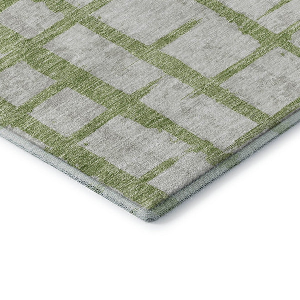 HomeRoots 10' Green and Beige Striped Washable Area Rug with UV Protection – Durable, Pet-Friendly, Stylish Design 669372