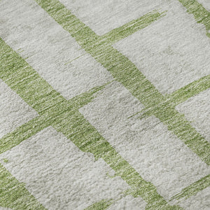 HomeRoots 10' Green and Beige Striped Washable Area Rug with UV Protection – Durable, Pet-Friendly, Stylish Design 669372