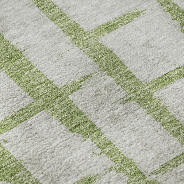 HomeRoots 10' Green and Beige Striped Washable Area Rug with UV Protection – Durable, Pet-Friendly, Stylish Design 669372
