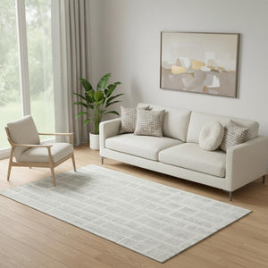 HomeRoots 5' X 8' Ivory and Beige Striped Area Rug - Washable, UV Protected, Durable for High-Traffic Spaces 669374