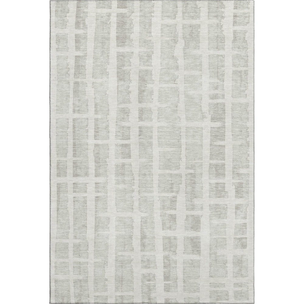 HomeRoots 9' X 12' Ivory and Beige Striped Washable Area Rug - Durable, Stain-Resistant, UV Protected Elegance 669377