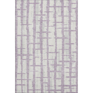 HomeRoots 9' X 12' Striped Lavender & Beige Washable Area Rug – Durable, UV-Protected, Family-Friendly Design 669383