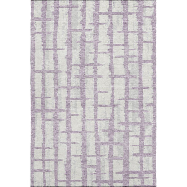 HomeRoots 9' X 12' Striped Lavender & Beige Washable Area Rug – Durable, UV-Protected, Family-Friendly Design 669383