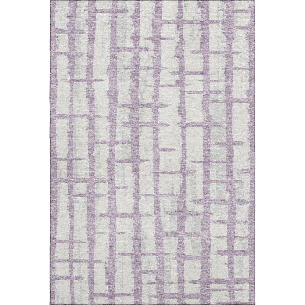 HomeRoots 10' Lavender and Beige Striped Washable Area Rug - Durable, Stylish, UV Protected for High-Traffic Homes 669384