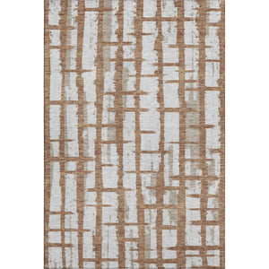 HomeRoots 9' X 12' Striped Area Rug in Rust and Beige - Washable, UV-Protected, Durable for Indoor & Outdoor Use 669389