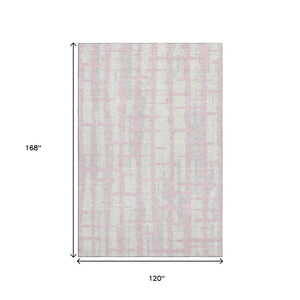 HomeRoots 10' X 14' Pink And Beige Striped Area Rug – Washable, UV-Protected, Durable for Family Spaces & Patios 669396