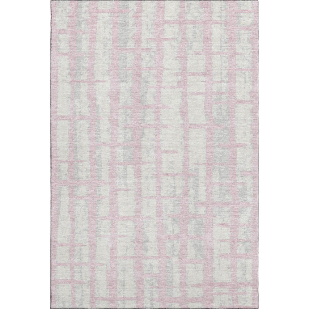 HomeRoots 10' X 14' Pink And Beige Striped Area Rug – Washable, UV-Protected, Durable for Family Spaces & Patios 669396