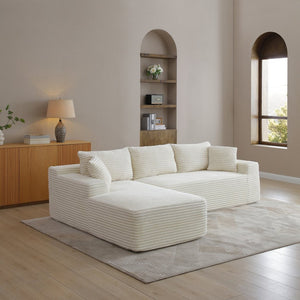 English Elm 105'' Modular Cloud Sectional Corduroy Plush Deep Seat L-shape Sofa for Living Room W1117S00338
