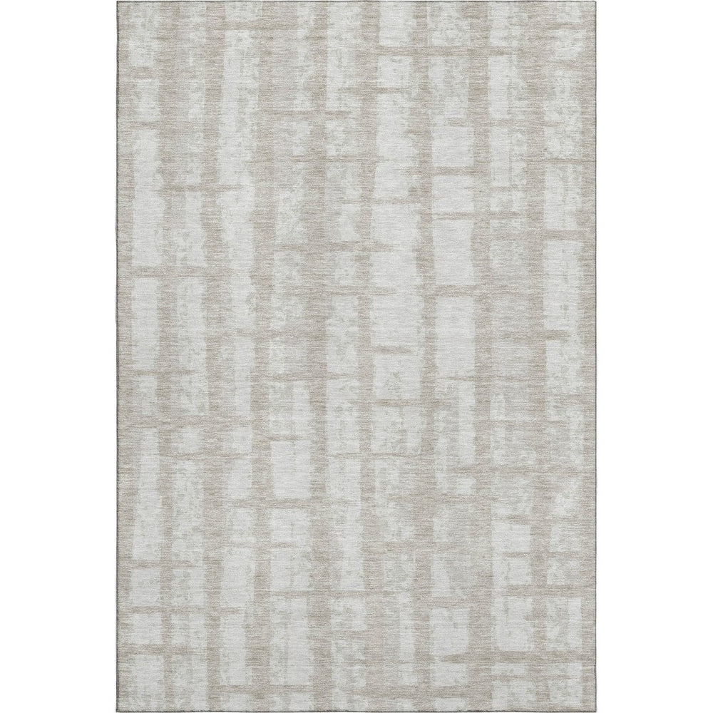 HomeRoots 5' X 8' Taupe and Beige Striped Area Rug – Durable, UV-Protected, Stain-Resistant for Active Homes 669404