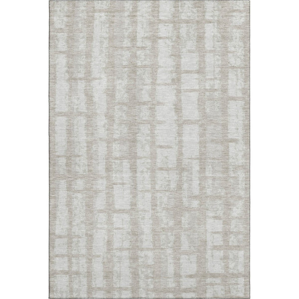 HomeRoots 5' X 8' Taupe and Beige Striped Area Rug – Durable, UV-Protected, Stain-Resistant for Active Homes 669404