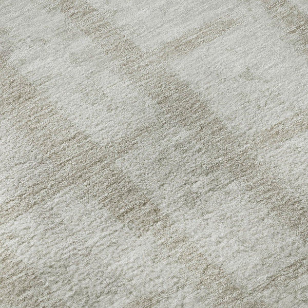 HomeRoots 5' X 8' Taupe and Beige Striped Area Rug – Durable, UV-Protected, Stain-Resistant for Active Homes 669404
