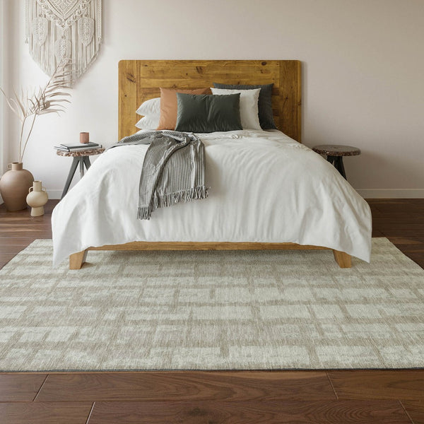 HomeRoots 5' X 8' Taupe and Beige Striped Area Rug – Durable, UV-Protected, Stain-Resistant for Active Homes 669404