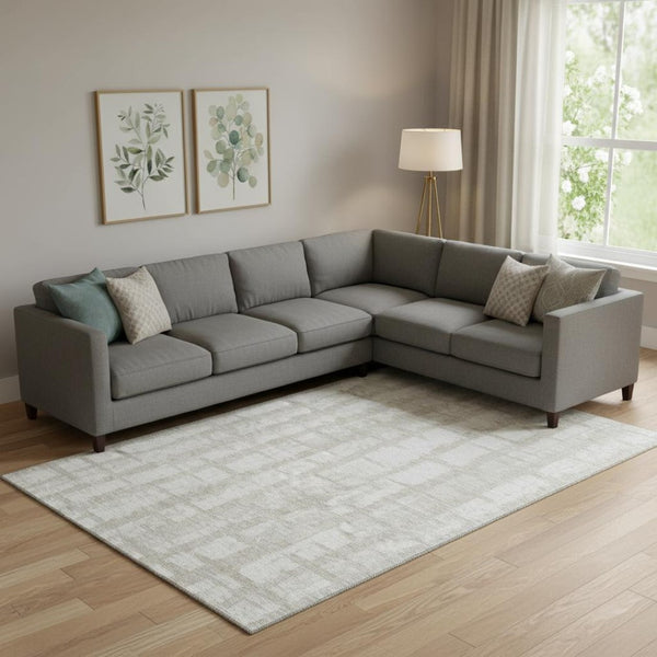 HomeRoots 9' X 12' Taupe and Beige Striped Washable Area Rug – UV Protected, Durable & Stain Resistant Design 669407