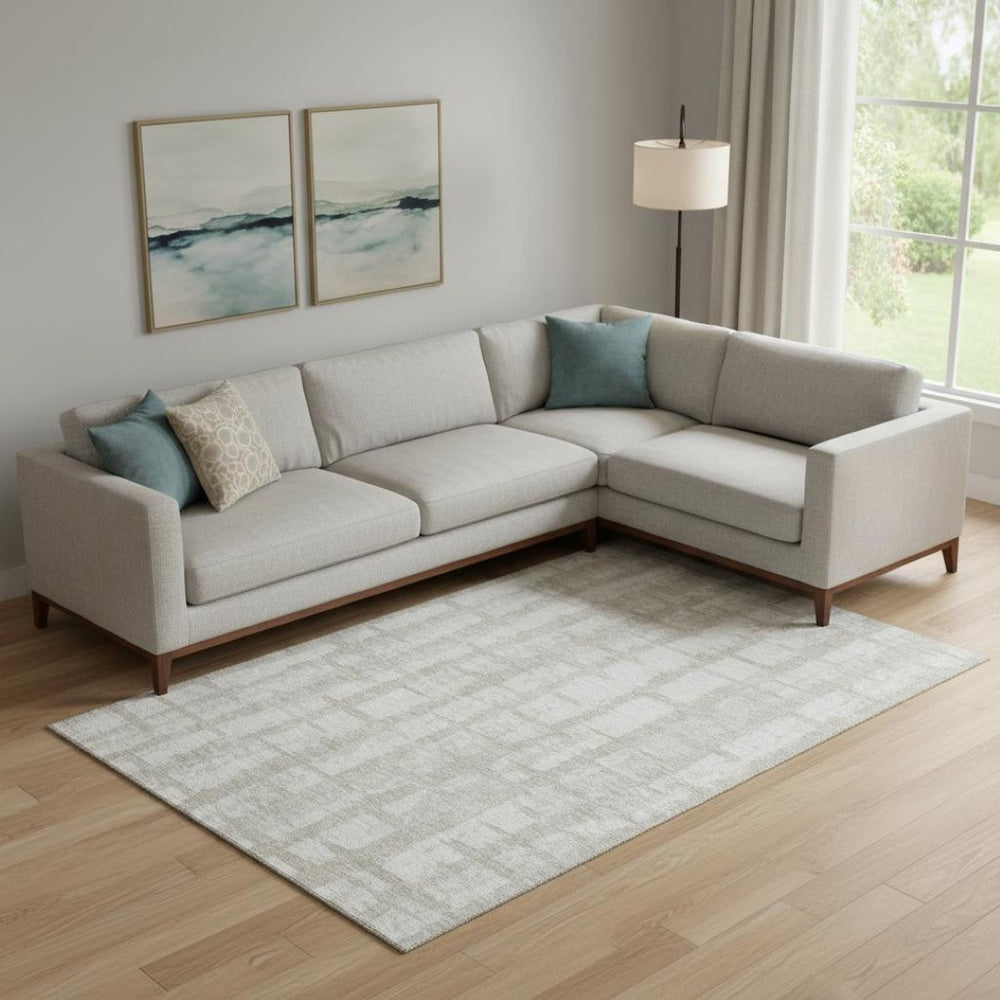 HomeRoots 10' X 14' Taupe And Beige Striped Area Rug - Washable, UV Protected, Durable, Ideal for High-Traffic Spaces 669408