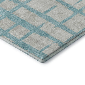 HomeRoots 5' X 8' Teal And Beige Striped Washable Area Rug - Durable, Stylish, UV Resistant for All Spaces 669410