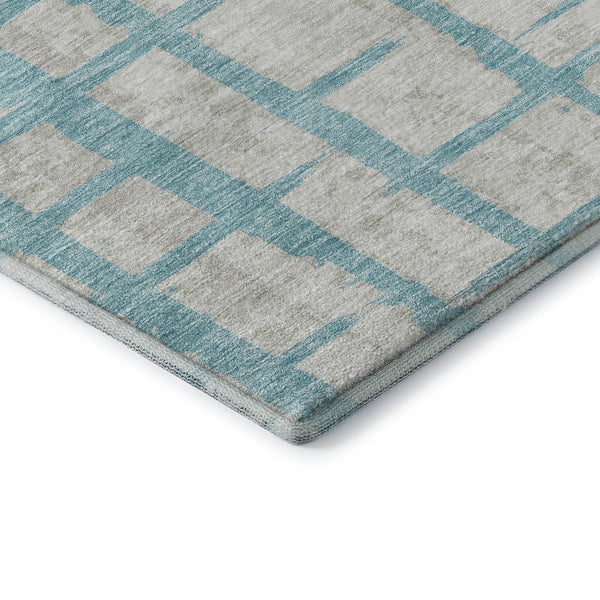 HomeRoots 10' Teal and Beige Striped Washable Area Rug - UV Protected, Stain-Resistant, Perfect for Homes! 669414
