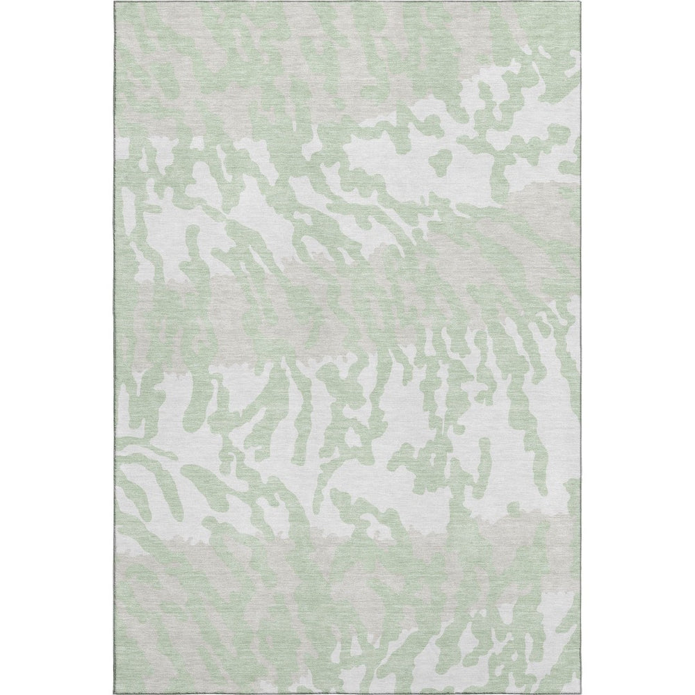 HomeRoots 5' X 8' Artichoke Green & Ivory Animal Print Area Rug - Durable, Washable, UV-Protected for Homes 669416