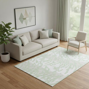 HomeRoots 5' X 8' Artichoke Green & Ivory Animal Print Area Rug - Durable, Washable, UV-Protected for Homes 669416