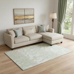 HomeRoots 8' X 10' Artichoke Green and Ivory Washable Area Rug – Durable, Stain Resistant, Modern Animal Print 669418