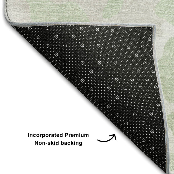 HomeRoots 8' X 10' Artichoke Green and Ivory Washable Area Rug – Durable, Stain Resistant, Modern Animal Print 669418