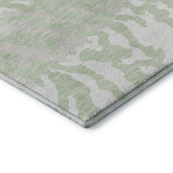 HomeRoots 8' X 10' Artichoke Green and Ivory Washable Area Rug – Durable, Stain Resistant, Modern Animal Print 669418