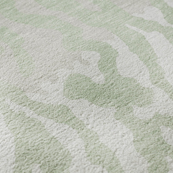 HomeRoots 8' X 10' Artichoke Green and Ivory Washable Area Rug – Durable, Stain Resistant, Modern Animal Print 669418