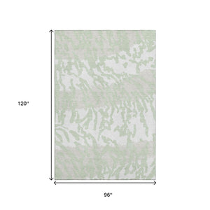 HomeRoots 8' X 10' Artichoke Green and Ivory Washable Area Rug – Durable, Stain Resistant, Modern Animal Print 669418