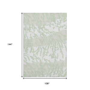 HomeRoots 9' X 12' Artichoke Green Animal Print Rug - Washable, UV-Protected, Stylish & Durable for Families 669419
