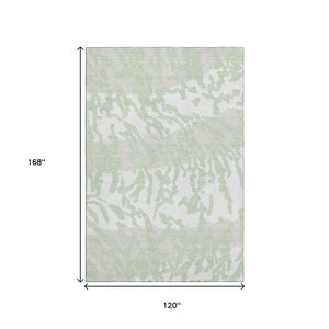 HomeRoots 10' X 14' Artichoke Green Animal Print Rug - Washable, UV Protected & Perfect for High-Traffic Areas 669420