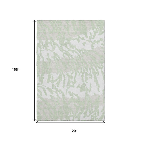 HomeRoots 10' X 14' Artichoke Green Animal Print Rug - Washable, UV Protected & Perfect for High-Traffic Areas 669420