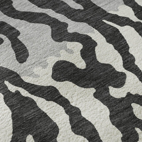 HomeRoots 10' Black and Ivory Animal Print Washable Area Rug – UV Protected, Kid & Pet Friendly, Easy Care! 669426