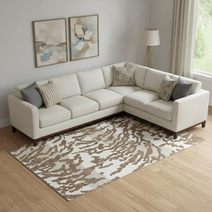 HomeRoots 10' X 14' Chocolate and Beige Animal Print Area Rug – Soft, Washable, Durable with UV Protection! 669432