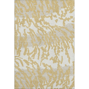 HomeRoots 9' X 12' Gold & Ivory Animal Print Area Rug - Washable, UV Protected, Kid & Pet Friendly Design! 669437