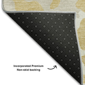 HomeRoots 9' X 12' Gold & Ivory Animal Print Area Rug - Washable, UV Protected, Kid & Pet Friendly Design! 669437