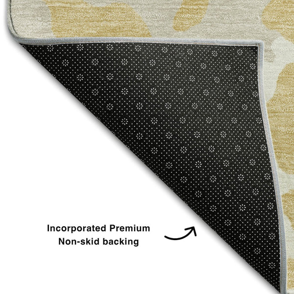 HomeRoots 9' X 12' Gold & Ivory Animal Print Area Rug - Washable, UV Protected, Kid & Pet Friendly Design! 669437