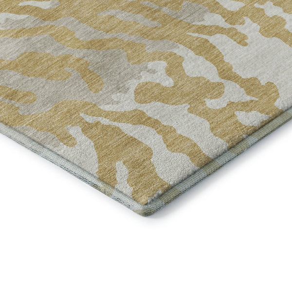 HomeRoots 9' X 12' Gold & Ivory Animal Print Area Rug - Washable, UV Protected, Kid & Pet Friendly Design! 669437