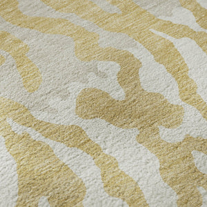 HomeRoots 9' X 12' Gold & Ivory Animal Print Area Rug - Washable, UV Protected, Kid & Pet Friendly Design! 669437