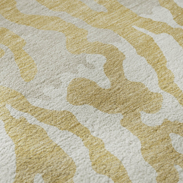 HomeRoots 9' X 12' Gold & Ivory Animal Print Area Rug - Washable, UV Protected, Kid & Pet Friendly Design! 669437