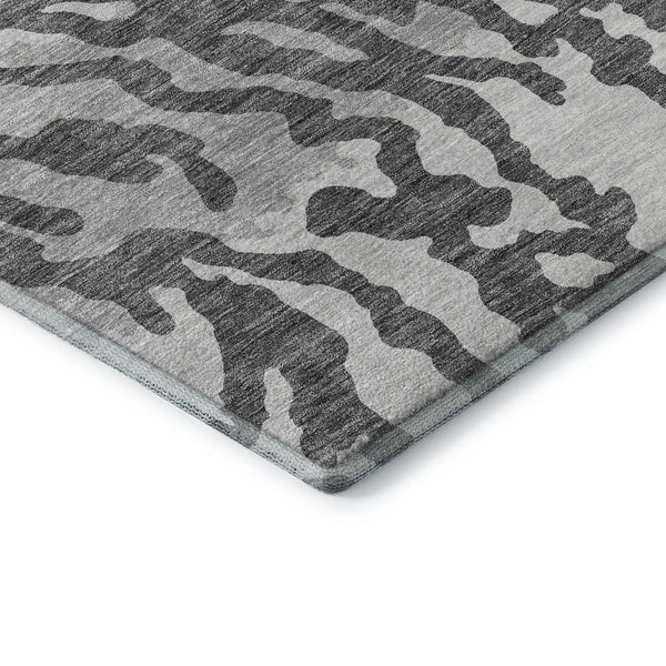 HomeRoots 5' X 8' Stylish Gray and Ivory Animal Print Area Rug – Washable, UV Protected, Non-Slip Design! 669440