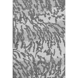 HomeRoots 8' X 10' Gray & Ivory Animal Print Washable Area Rug - Stylish, Durable, UV Protected for Any Room 669442