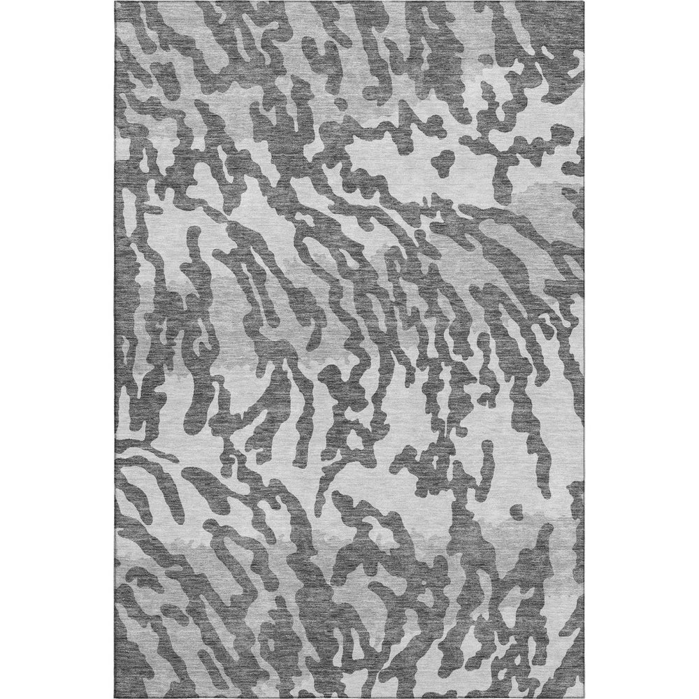 HomeRoots 9' X 12' Stylish Gray and Ivory Animal Print Washable Area Rug with UV Protection for High Traffic Spaces 669443