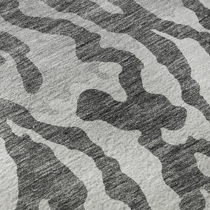HomeRoots 9' X 12' Stylish Gray and Ivory Animal Print Washable Area Rug with UV Protection for High Traffic Spaces 669443